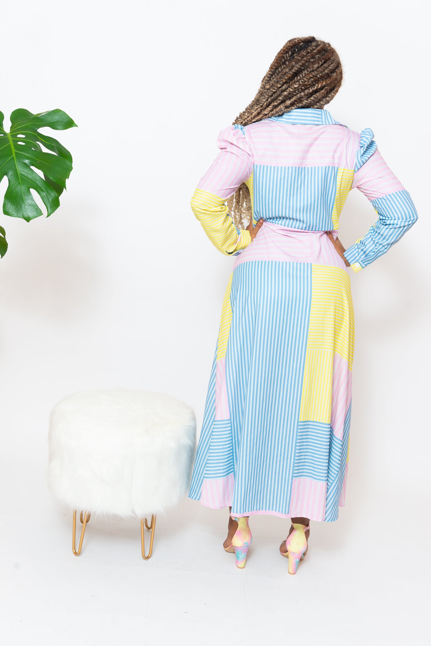 Pastel stripe maxi dress