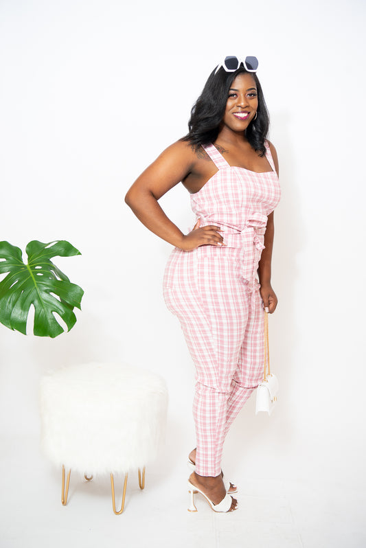 Pretty In Pink Plaid Jumpsuit